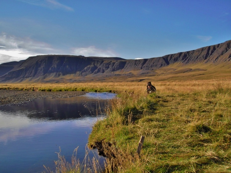 Stalking Atlantic Salmon. Here I am fishing in lovely September weather in river Hvolsá &amp; Staðarhólsá. In this pool there were around 10 salmon, I managed to catch 6 of them, all on a heavy tube called Snaelda!