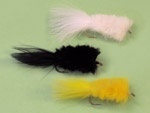 Shenks Streamer flies in 3 colors from Tim Holschlag's web site (<a href="http://www.smallmouthflyangler.com/site/flyangler/articles/shenks-streamer.php">http://www.smallmouthflyangler.com/site/flyangler/articles/shenks-streamer.php</a>)