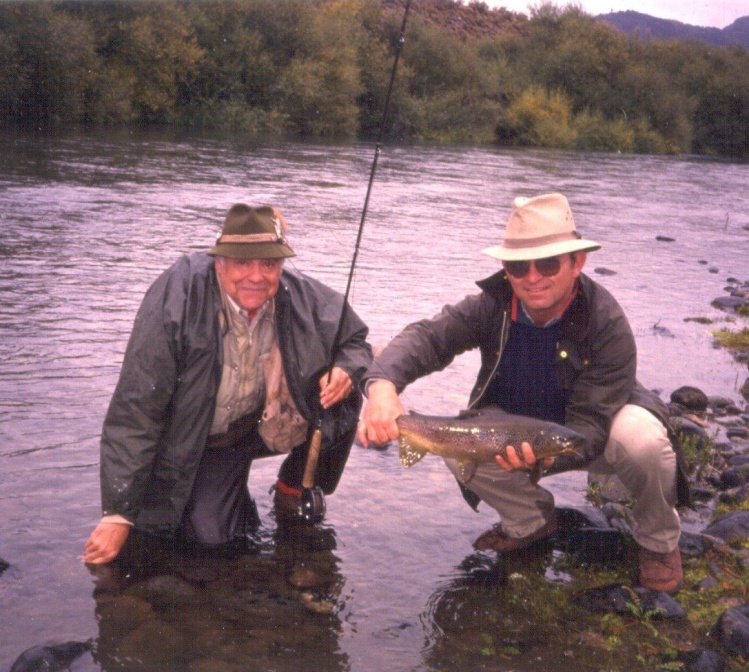 Ernie Schwiebert and Jorge Trucco on the Traful River (circa 1993).
