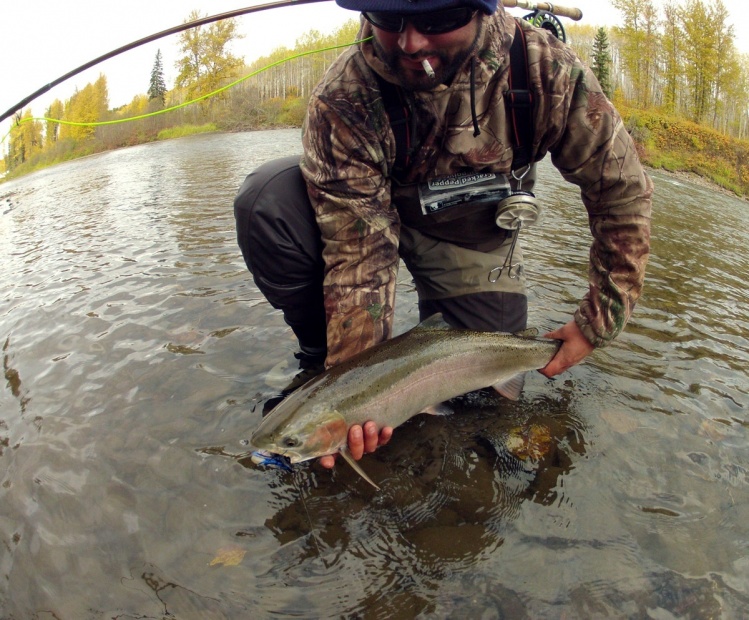 this was my friend Justin's second trip up north to fish steel. this was his second fish but his first fish photo. 28"