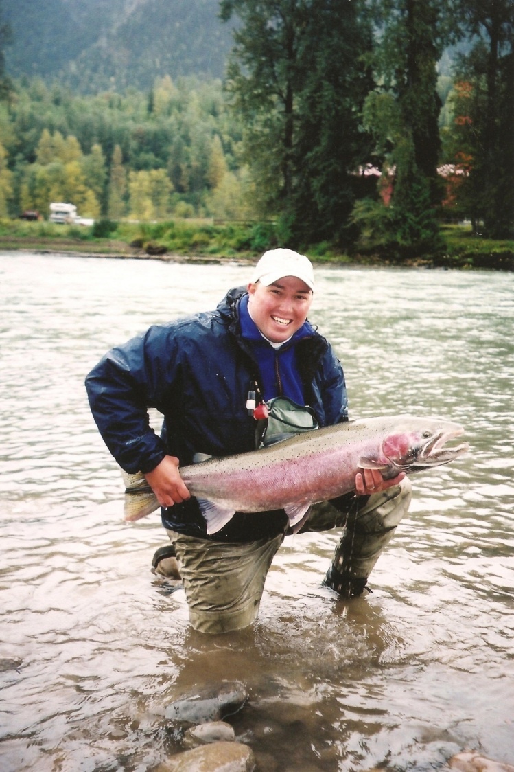 My second steelhead ever caught and released on the Bulkley River, BC Canada.  