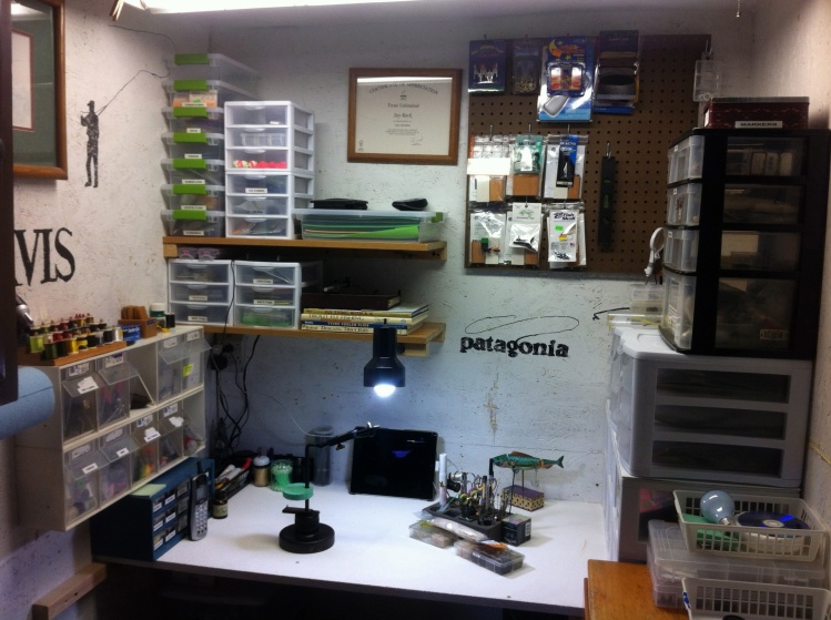 Fly tying room redone with more space.....