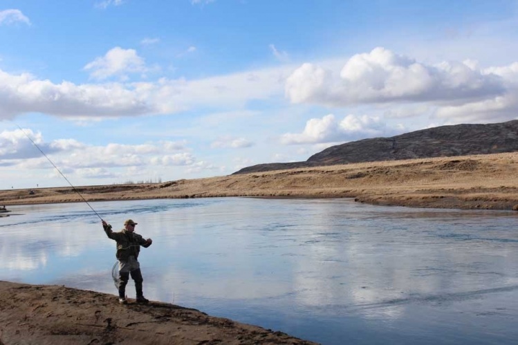 Fishing at River Bruara - Arctic Char river in Iceland.