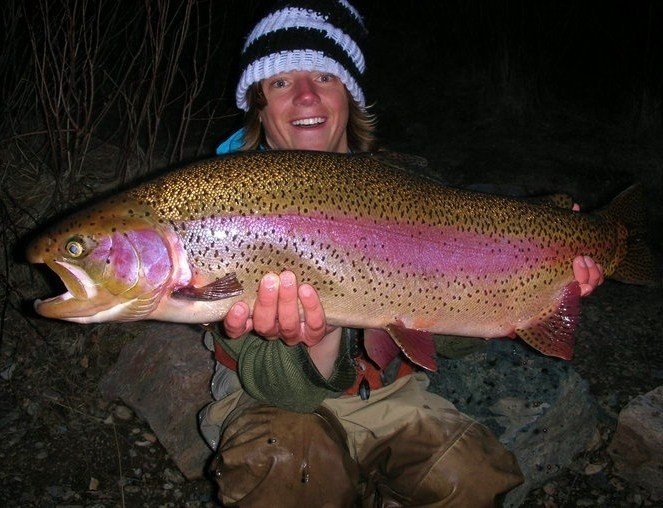 My biggest rainbow caught in Colorado. Hooked at sunset and fought into dark