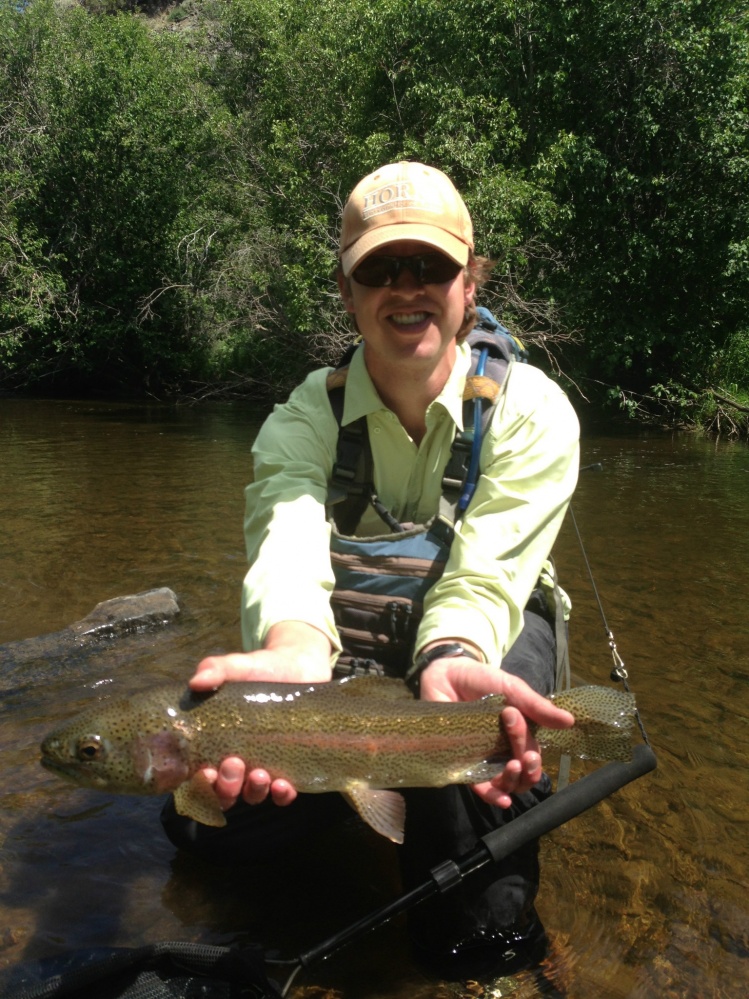 A nice rainbow I guided my friend Ryan on.  Caught on a small stream.