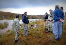 Brazilians learning about entomology, fly tying and fly fishing.