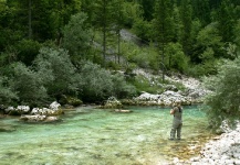 flyfishing on the river Soča, Slovenia