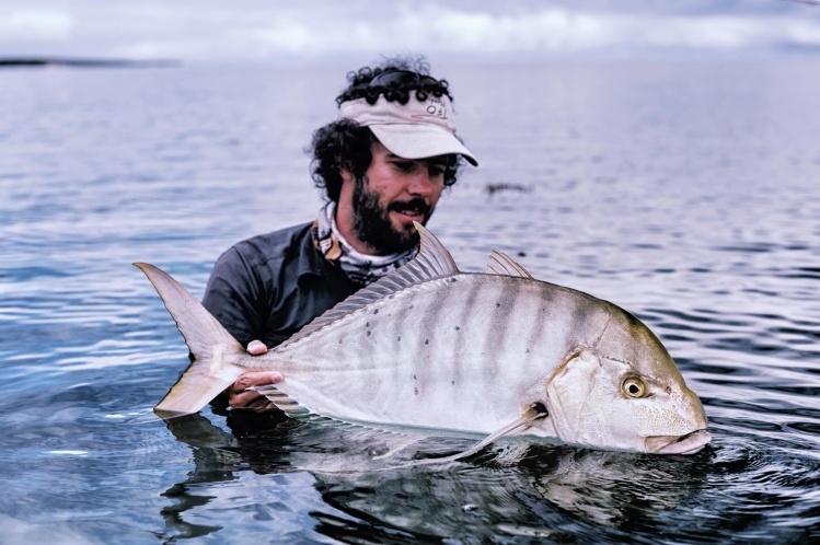 Sight fishing a tailing Golden trevally