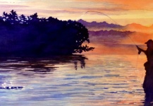 Watercolor art: "First Catch" by Tim Hacker - Fly dreamers