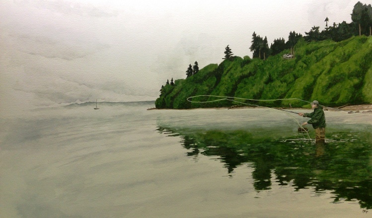 "Puget Sound on the Fly"
24" x 18"
Watercolor
300lb Cold Press