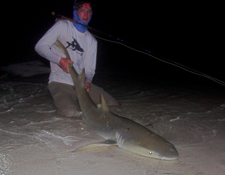 Sightfishing for sharks at night in calm seas a white flat and full moon... Unreal night.	