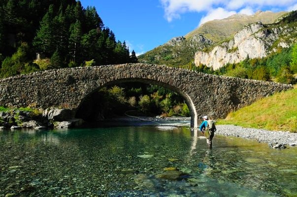 Beautiful old stone bridges are part of Spain's history in the Pyrenees.