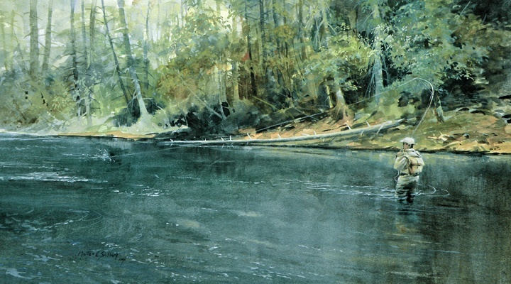"Keep A Tight Line"  7x15  Watercolor