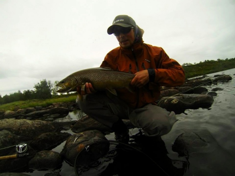 2.6 kg brown trout. Caught on a size 14 CDC Caddis in Dream Litza, Kola Peninsula.	