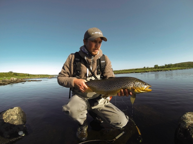 2.8 kg brown trout. Caught on a size 14 CDC Caddis in Scones, Kola Peninsula.	