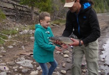 my two daughters first bulltrout action on lake billy chinook oregon. with littleleaf guide service.