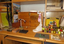 My Fly tying bench !!! All the wood work is handcrafted by me except the bench ....