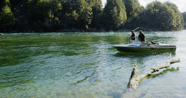 Casting from the boat to access ripples and eddies you otherwise can't get to on the Waiau River, New Zealand