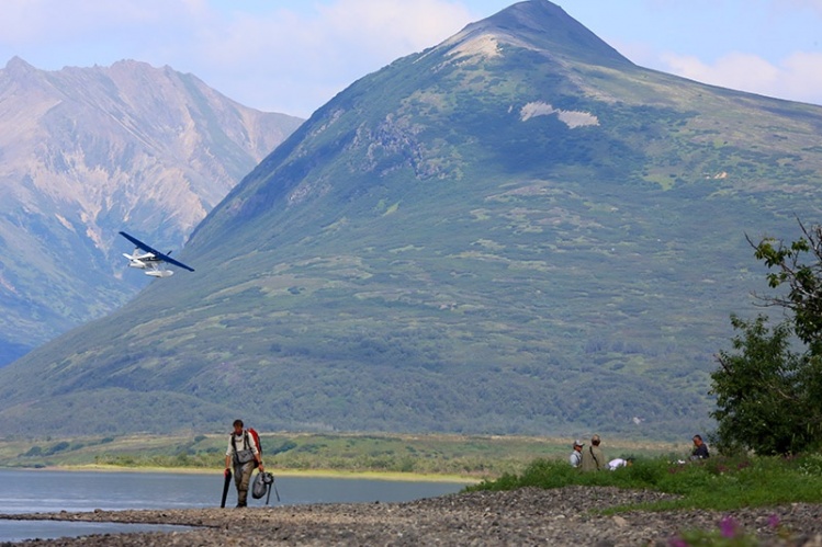 Mark Rutherford turns his back on the final plane drop of a 10 day float down the Togiak River to the mouth.