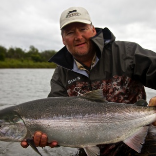 One of many buck silvers caught this past summer.  Great silver fishing on the Alagnak makes this a must for anyone wanting to do battle with the top rated salmon on the fly!