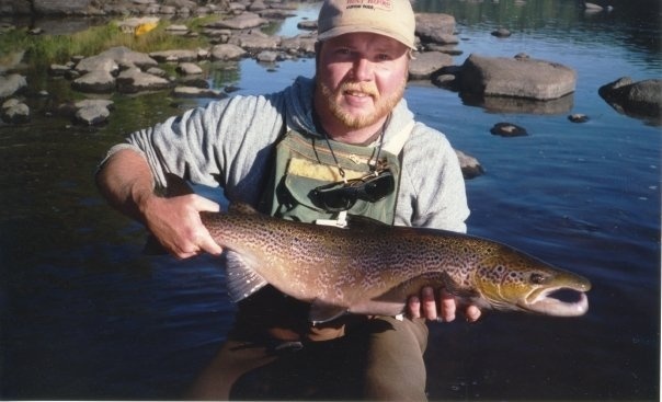 Caught on the Miramichi River on a Bomber dry fly and released.