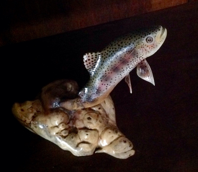#its_a_wiley. Stylized #wileyrainbowtrout from California Buckeye Burl.