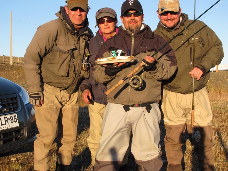 cumpleaños despues de una jornada de pesca