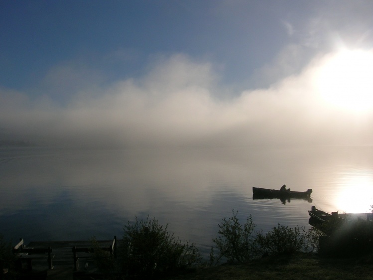 Kennebago-early morning fisherman in the fog