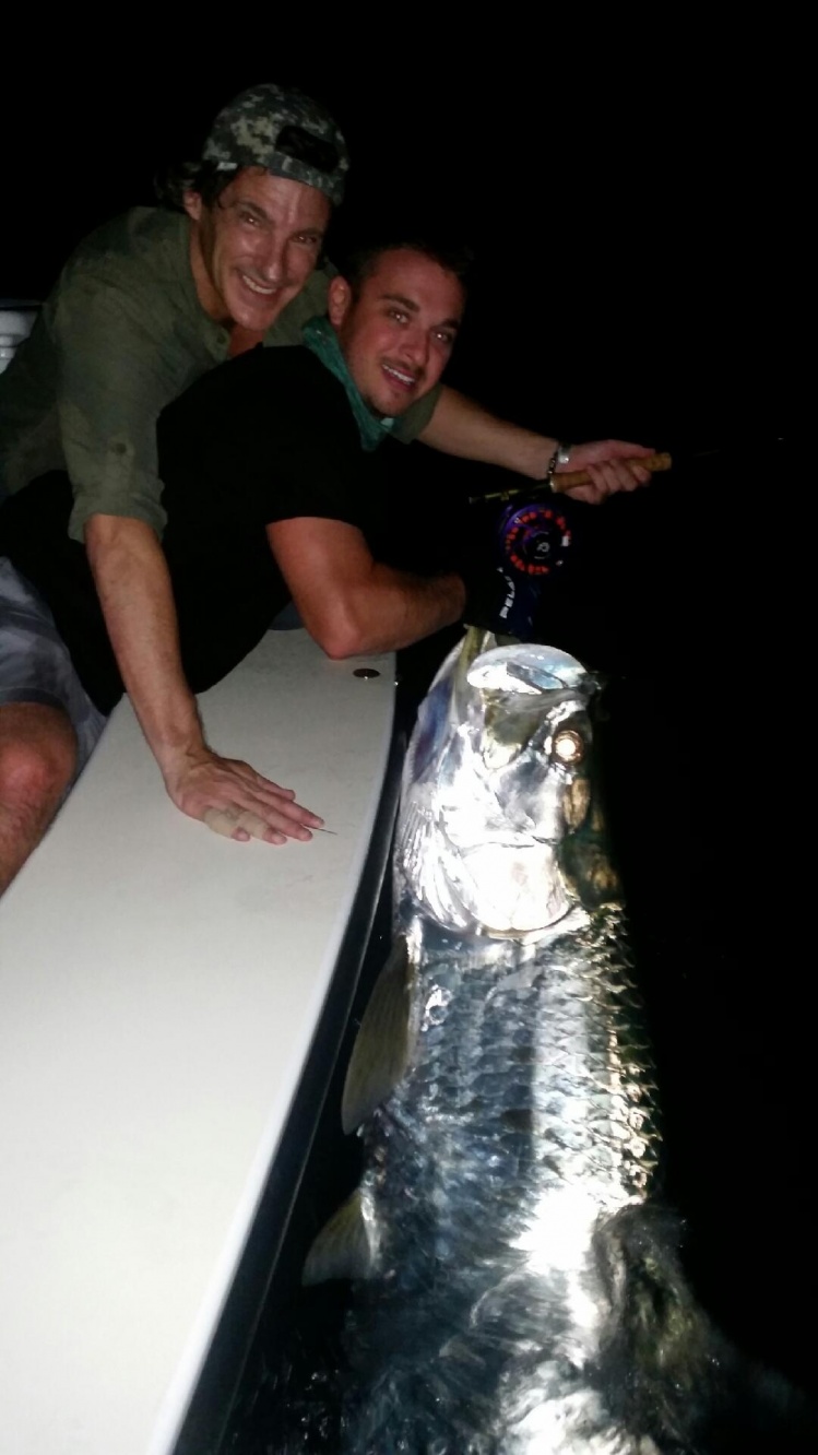 Big beach tarpon at night in Miami.