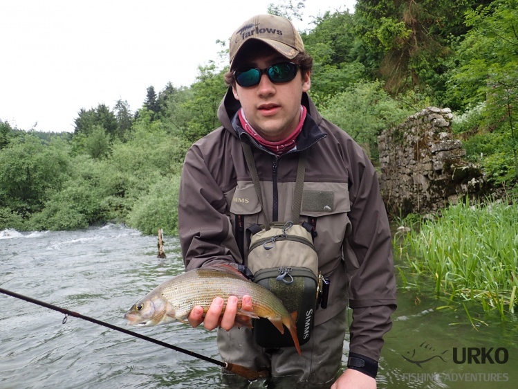 Will's first grayling on the river Unica (tibutary Malenščica)