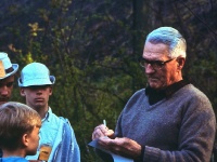 Joe signing autographs at the Brotherhood of the Junglecock non-for-profit foundation to teach boys how to fish, tie flies, cast and how to care for the environment
