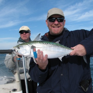 Martin of the Flymen Fishing Co. with his first albacore