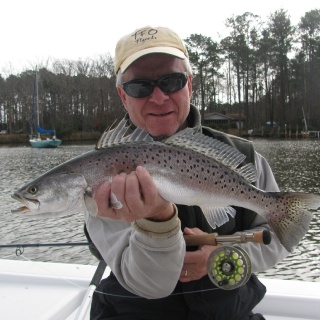 Mike of the Flymen Fishing Co. with a nice winter speck