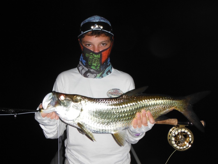 His first tarpon. This time of year I enjoy taking kids fishing and broaden their experiences and appreciations for the outdoors and fly fishing.