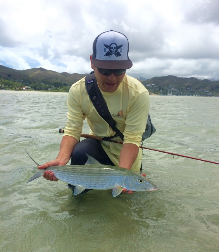 Nervous Water Fly Fisher owner Sean with a nice Hawaiian Bone.