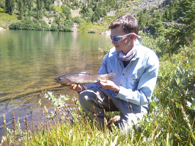 high mountain lake rainbow, not the prettiest fish i've caught but certainly some of the best scenery.