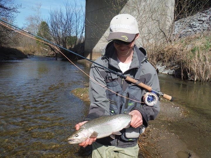 A small steelhead from the spring on a stonefly!