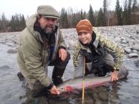 Bob Clay with daughter Kaili on the Skeena River.