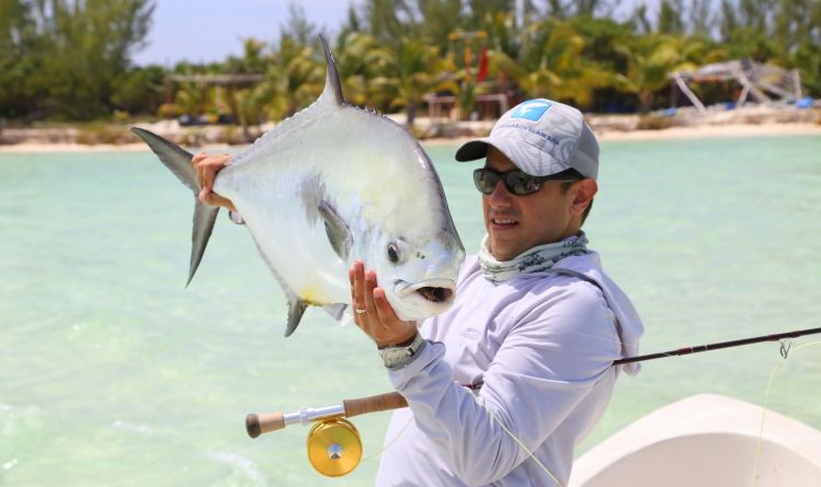 Another big permit comes to hand at Peninsula Flyfishing Club, Cozumel, Mexico