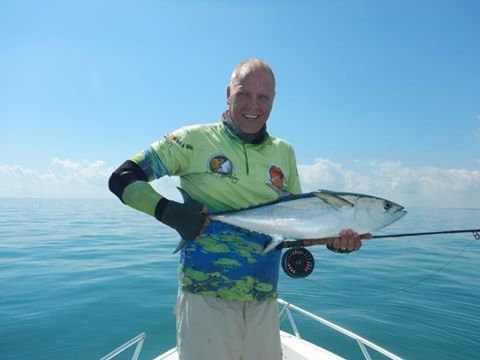 Long tail tuna caught in sight of Darwin, NT Australia. caught on an 8w TFO rod witha RIO full sink flyline on a size 1 silicone surf candy