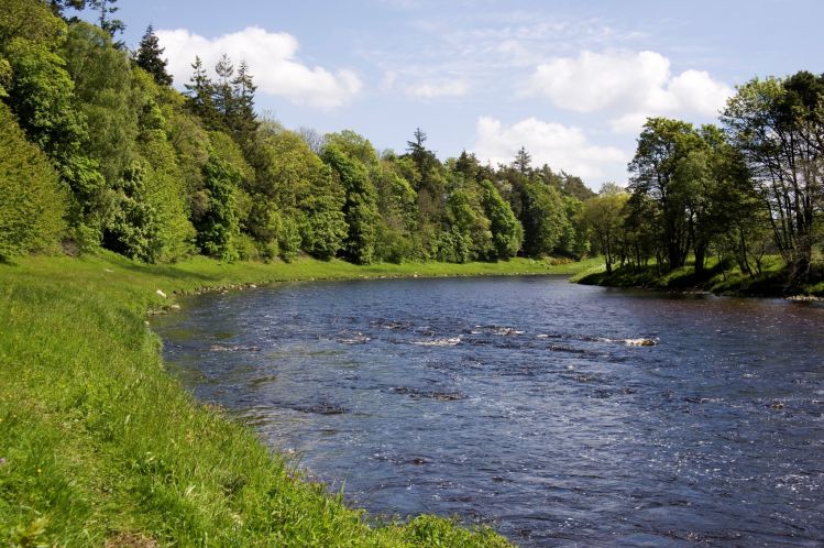 Lower Dess beat on river Dee, Scotland. Looking downstream