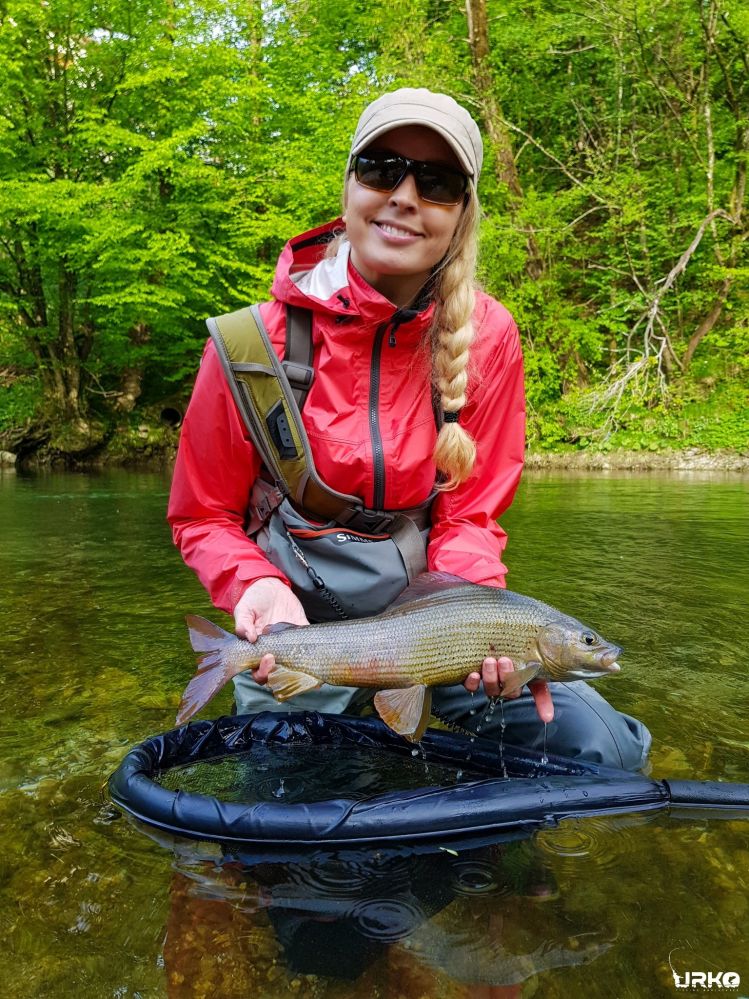 Tanja with a biggie... One of the biggest graylings caught last year. Season starts in mid May.