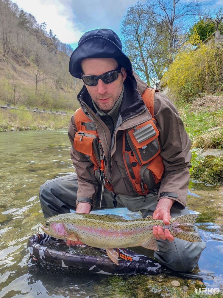 It was Klemen's first time at the river Idrijca, and straight he got his PB rainbow trout.