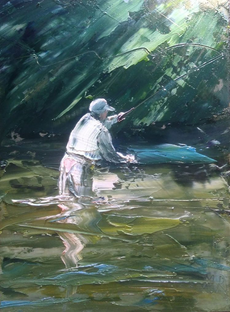 Pescador pintado al óleo.
Ig: Martin Rojo art