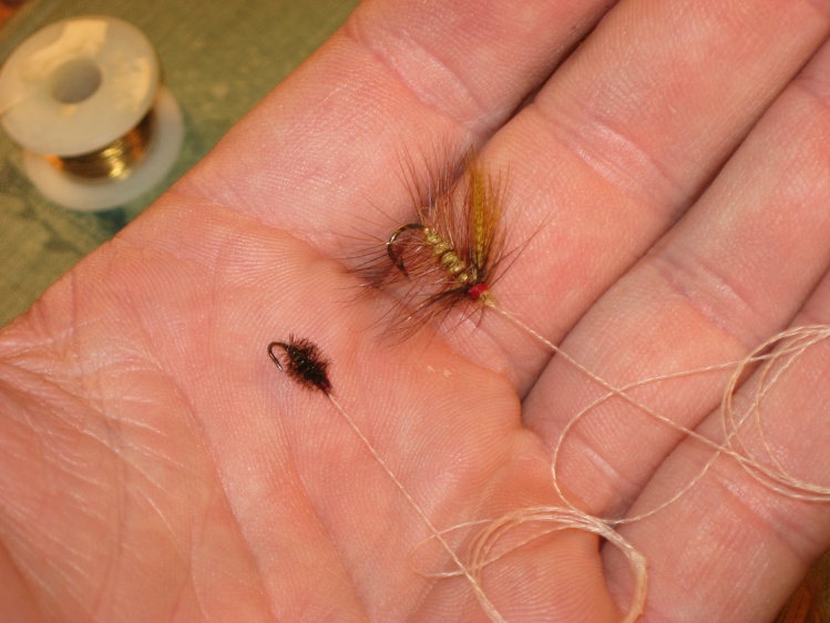 The two flies we just tied.  
