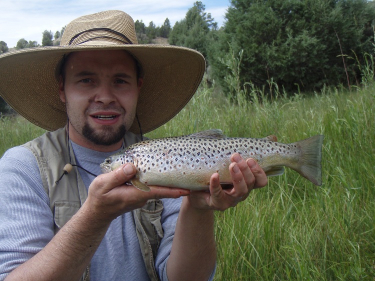 Joshie with a nice brown from the Chama river