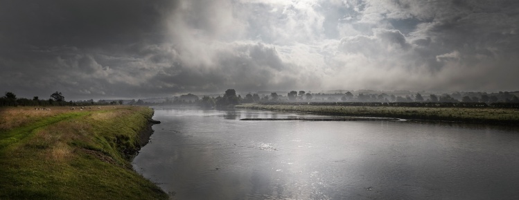 River Tweed Scotland in late August mist.