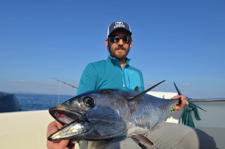 Tuna fly fishing, Mediterranean sea.