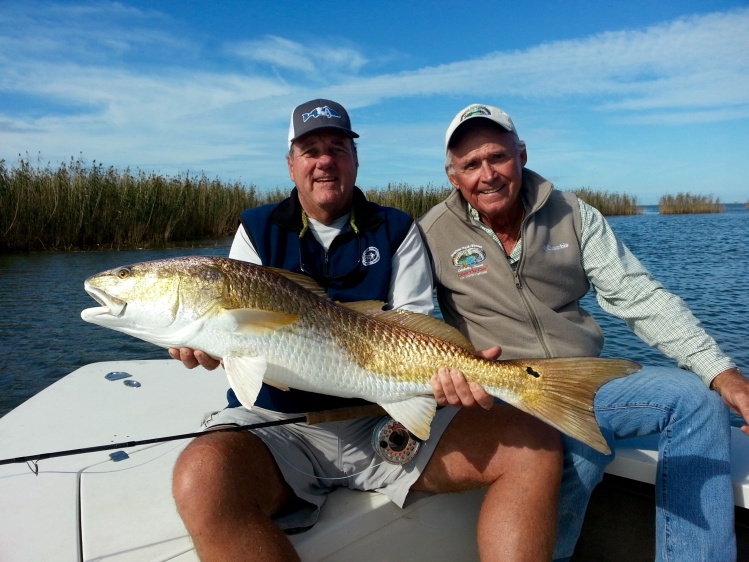 T&amp;T ambassador Brower Moffitt and Capt. Gary Ellis show off one of several gorgeous Louisiana redfish landed on the Solar 10wt. Photo by Capt. Al Keller.