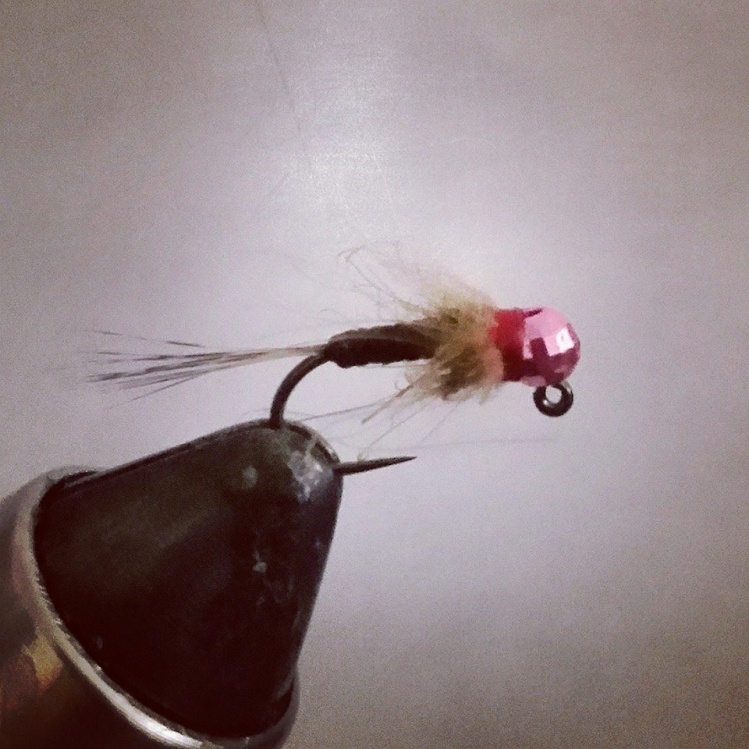 Just tying up a few bugs to start replacing what I lost this summer. These pink slotted beads were killer for me this year. 